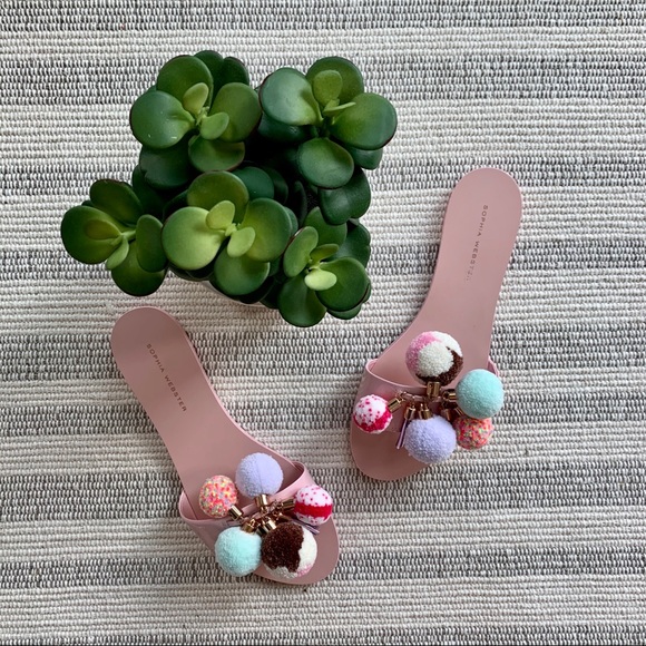 Sophia Webster Shoes - Sophia Webster Jada Flat PomPom Pink Sandals